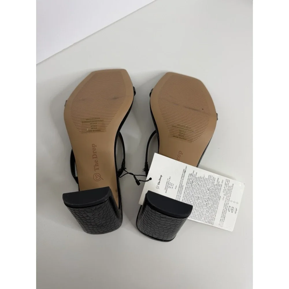 NWT The Drop Avery Square Toe Two Strap Heeled‎ Sandal Black Size 7.5 Workwear - Picture 6 of 11